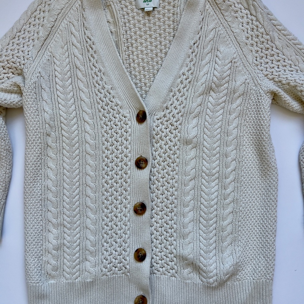 Aerie Ivory Cable Knit Cardigan - Picture 2 of 4